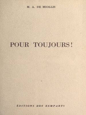 cover image of Pour toujours !